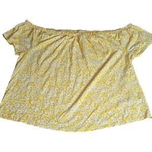 Joe‎ Boxer Off The Shoulder Floral Top, Yellow/White, Women's Size XL
